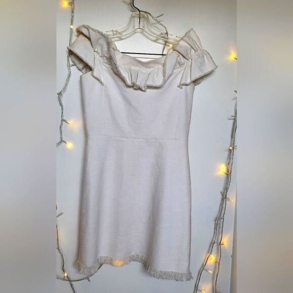 Rebecca Taylor White Off-Shoulder Mini Dress - Picture 3 of 6